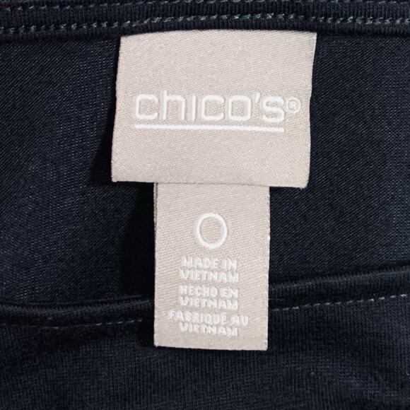 Chicos Top Shirt Womens Small 0 Plain Black Floral Burnout Sleeve Popover Blouse - Picture 5 of 8